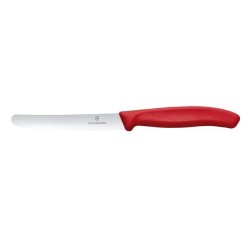 Nóż do pomidorów, zaokrąglony czubek, ząbkowany, 11 cm, czerwony - Victorinox