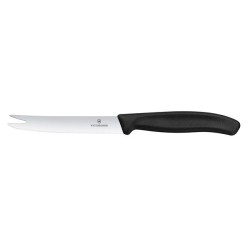 Nóż do sera i kiełbasy, ostrze ząbkowane, 11 cm, czarny - Victorinox